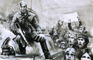 Soldado sin identificar en un tanque de Graham Coton