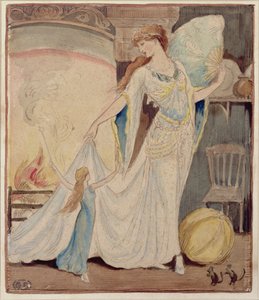 Ilustración de "Las zapatillas de Cenicienta", c.1919 (acuarela, lápiz y tinta sobre papel)