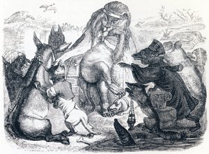 Los animales enfermos de la peste - Fábulas de La Fontaine de Grandville