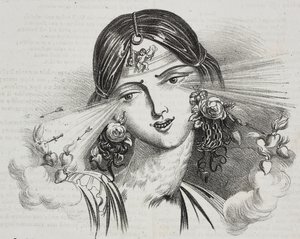 Belleza femenina, caricatura de Jean-Jacques Grandville, litografía de Gaetano Riccio de Poliorama Pittoresco, n 20, 24 de diciembre
