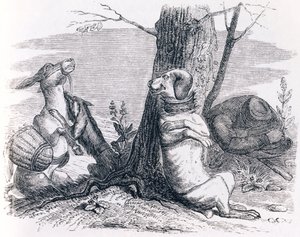 El burro y el perro - Fábulas de La Fontaine de Grandville