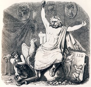 El escultor y la escultura de Júpiter - Fábulas de La Fontaine de Grandville
