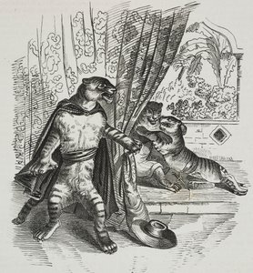 Tigre avanza con daga, caricatura de Jean-Jacques Grandville, litografía de Gaetano Riccio de Poliorama Pittoresco, n 39, 7 de mayo de Grandville