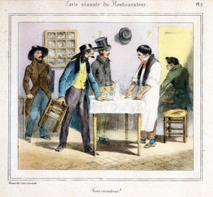 La carta viva del restaurador: ¡Tres picatostes! 1831-32 de Grandville