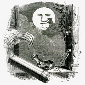 Un animal en la luna: Fábula de La Fontaine ilustrada por Grandville.