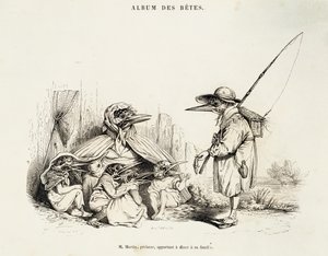 Caricatura de aves del Álbum des betes por Jean-Ignace-Isidore Gerard, conocido por el seudónimo Jean-Jacques o J. J. Grandville, y Wilhelm von Kaulbach, París