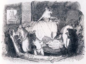 Consejo celebrado por las ratas - Fábulas de La Fontaine de Grandville