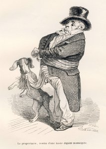 El propietario, revestido de una alta dignidad municipal. Viñetas ilustradas por JJ Granville. Grabado firmado por Andrew, Best y Leloir en la parte titulada "Un renard pris au piège" escrito por Charles Nodier en "Scènes de la vie privée et publique des a de Grandville