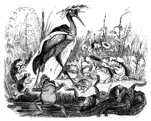 Las ranas piden al rey, ilustración de 