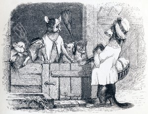 El piojo y sus dos compañeros - Fábulas de La Fontaine de Grandville