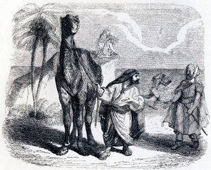 El camello y los palos flotantes - Fábulas de La Fontaine de Grandville