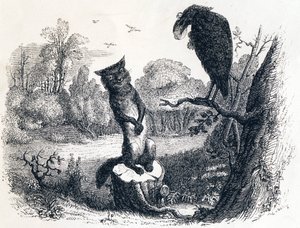 El cuervo y el zorro - Fábulas de La Fontaine de Grandville