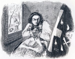El cura y la muerte - Fábulas de La Fontaine de Grandville
