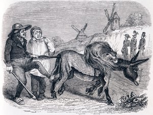 El burro con la piel de león - Fábulas de La Fontaine de Grandville