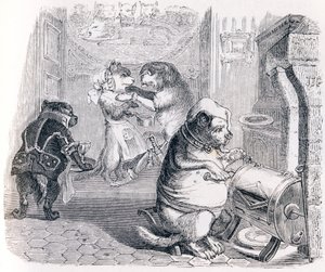 La educación - Fábulas de La Fontaine de Grandville