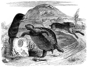 La liebre y la tortuga: Fábula de La Fontaine ilustrada por Grandville. de Grandville (1803 47)