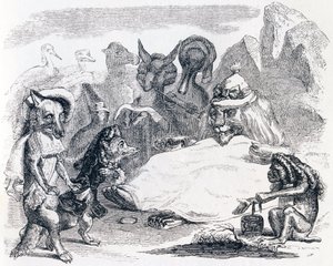 El león, el lobo y el zorro - Fábulas de La Fontaine de Grandville