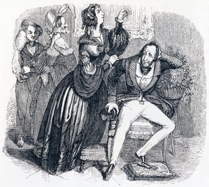 El hombre de mediana edad y sus dos amantes - Fábulas de La Fontaine de Grandville