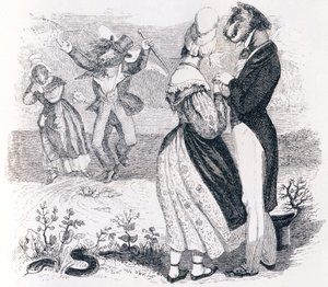 El torrente y el río - Fábulas de La Fontaine de Grandville