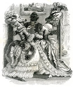 Las dos cabras: La fábula de La Fontaine de Grandville (1803 47)