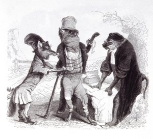 El lobo suplicando al zorro frente al mono de Grandville (1803 47)
