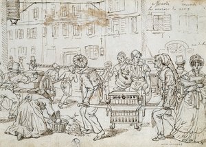 Trabajadores de Nancy, dibujo de Jean-Jacques Grandville (1803-1847), Francia
