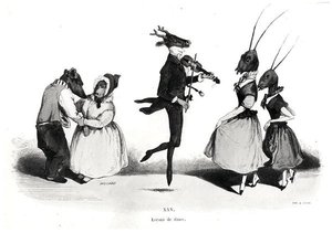 Un par de perros, de la serie Les Metamorphoses du Jour de Grandville