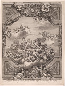 Apolo reparte recompensas y Minerva corona al genio de Francia Apollon distirbuë des recompenses aux Sciences et aux Arts, et Minerve couronne le Genie de la France (título sobre el objeto) Pinturas en el techo del Palacio de Versalles (título de la serie)