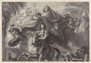 Retrato ecuestre alegórico de Luis XIV, rey de Francia de Gérard Edelinck