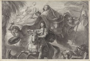 Retrato ecuestre alegórico de Luis XIV, rey de Francia de Gérard Edelinck