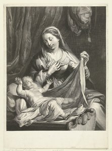 María con el Niño Jesús en el pesebre de Gérard Edelinck