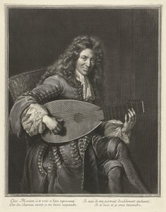 Retrato del laudista y compositor Charles Mouton, c. 1626-1710, ca. 1695 de Gérard Edelinck