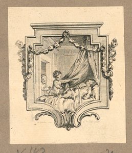 Dos Niños Observan a Uno Durmiendo en un Escudo de Gravelot