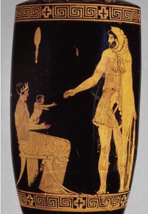 Lekythos de figuras rojas áticas que representa a Heracles (detalle) de Greek
