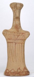 Figurilla de una mujer de pie, taller Beocio, Período Arcaico de Greek
