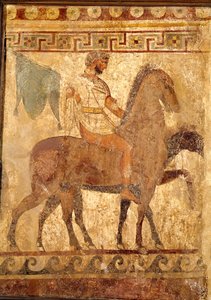 Soldado en un caballo, pintura funeraria