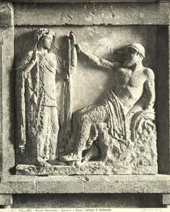 Zeus y Hera, metopa del Templo E en Selinunte, Sicilia de Greek
