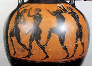 Ánfora de figuras negras áticas que representa atletas (cerámica) de Greek School