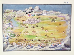 Batalla de Tripolitza y aldeas circundantes, placa 8 de Historia Pictórica de la Guerra de Independencia Griega por el General Makryjannis de Greek School