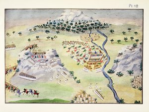 Batallas entre Turcos y Griegos en Karpenisi y Kaliakouda, placa 12 de Historia Pictórica de la Guerra de Independencia Griega por el General Makryjannis de Greek School