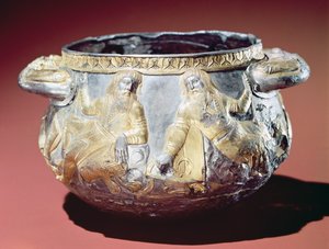 Copa para beber que representa soldados escitas de Greek School