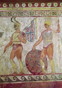 Soldados de infantería, pintura de tumba de Paestum de Greek School