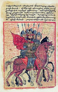 Escena militar de un manuscrito armenio del siglo XIV de Greek School