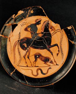 Jinete y su perro (arcilla) de Greek School
