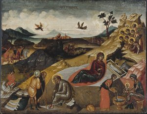La Natividad de Cristo, c. 1490 de Greek icon.