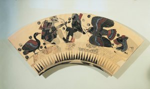 Fragmento de vaso que representa a Heracles liberando a Prometeo de su tormento mediante un águila, cerámica de figuras negras