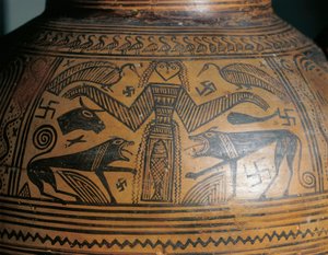 Civilización griega, ánfora beocia, de Tebas, detalle de Greek School