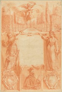 Diseño para un frontispicio: Viridarium sacrae ac profanae eruditionis de Gregoire Huret