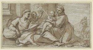 María con el Niño Jesús, Juan Bautista y San Antonio de Padua de Gregorio Lazzarini