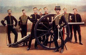 Sargentos de la Artillería Real a Caballo con un cañón de 12 libras, 1900